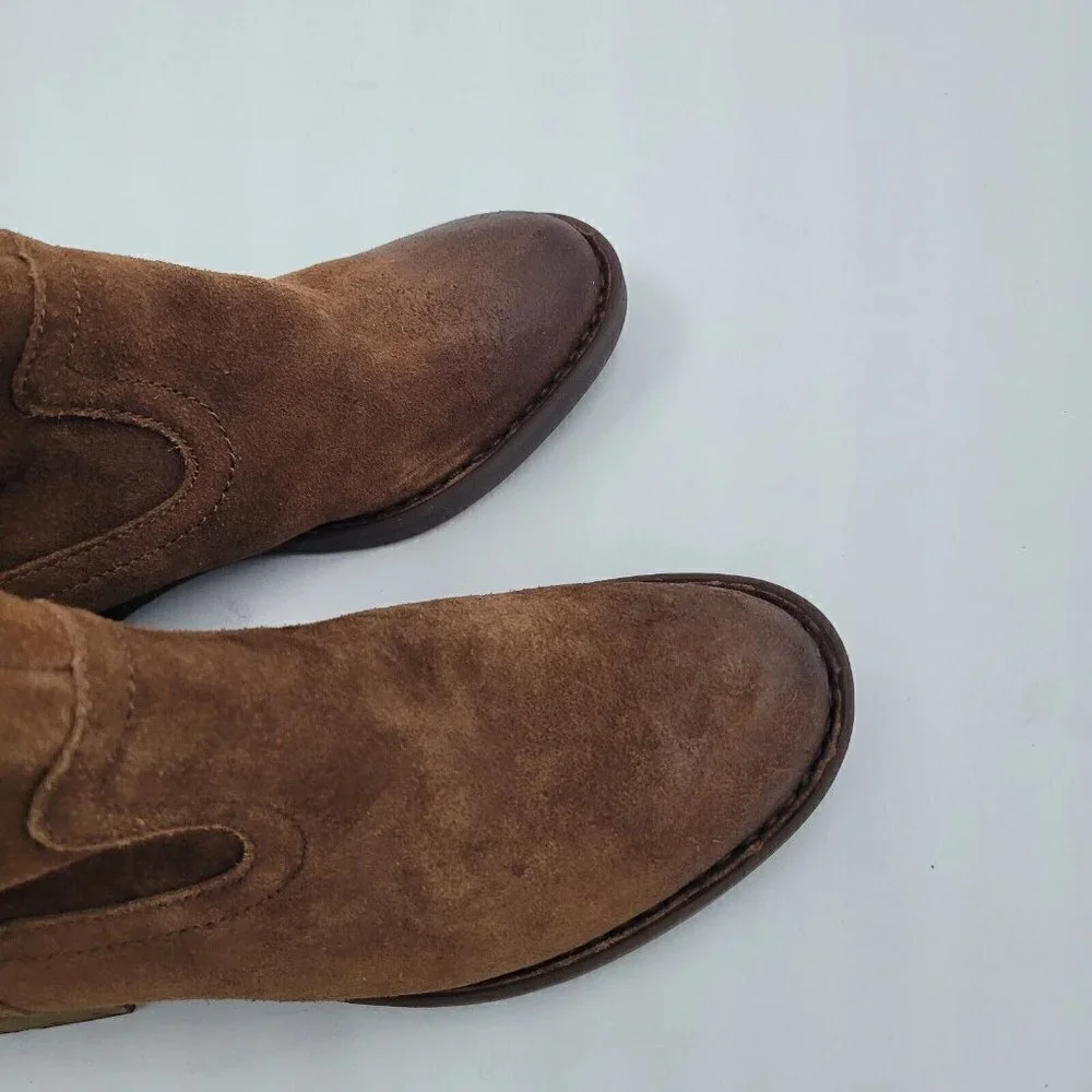 NEW Born Borman Distressed Brown Suede Leather Tall Back Zip Boot Size 5.5M
